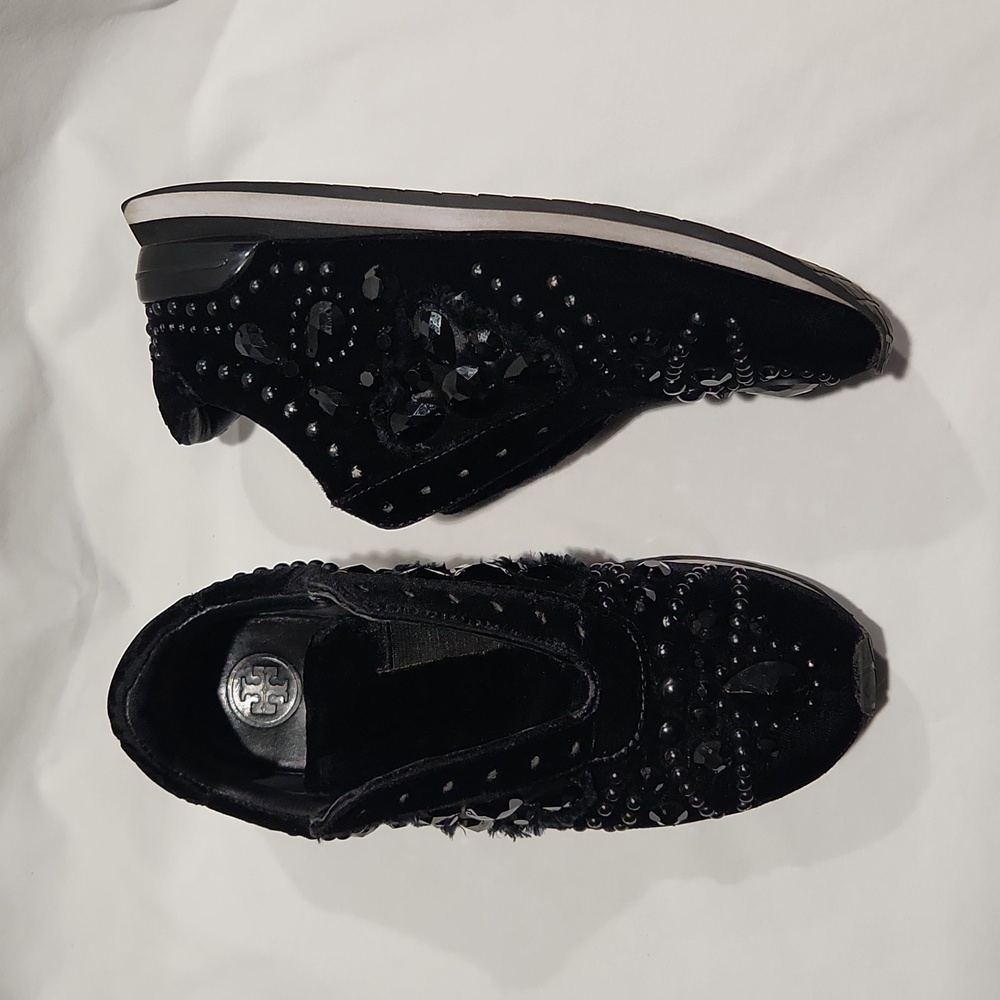 Tory Burch Scarlett Runner Velvet Embelishment Sneaker